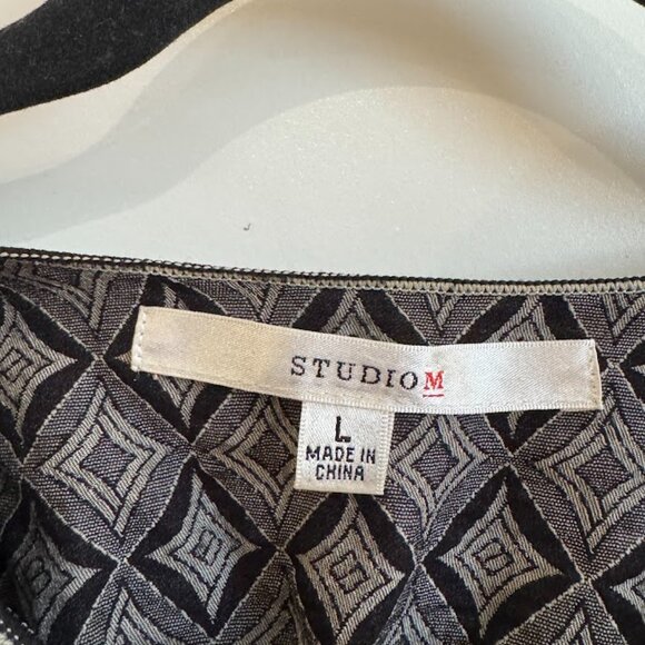 Studio M Navy Geometric Pattern Dress - Size L - Picture 3 of 4
